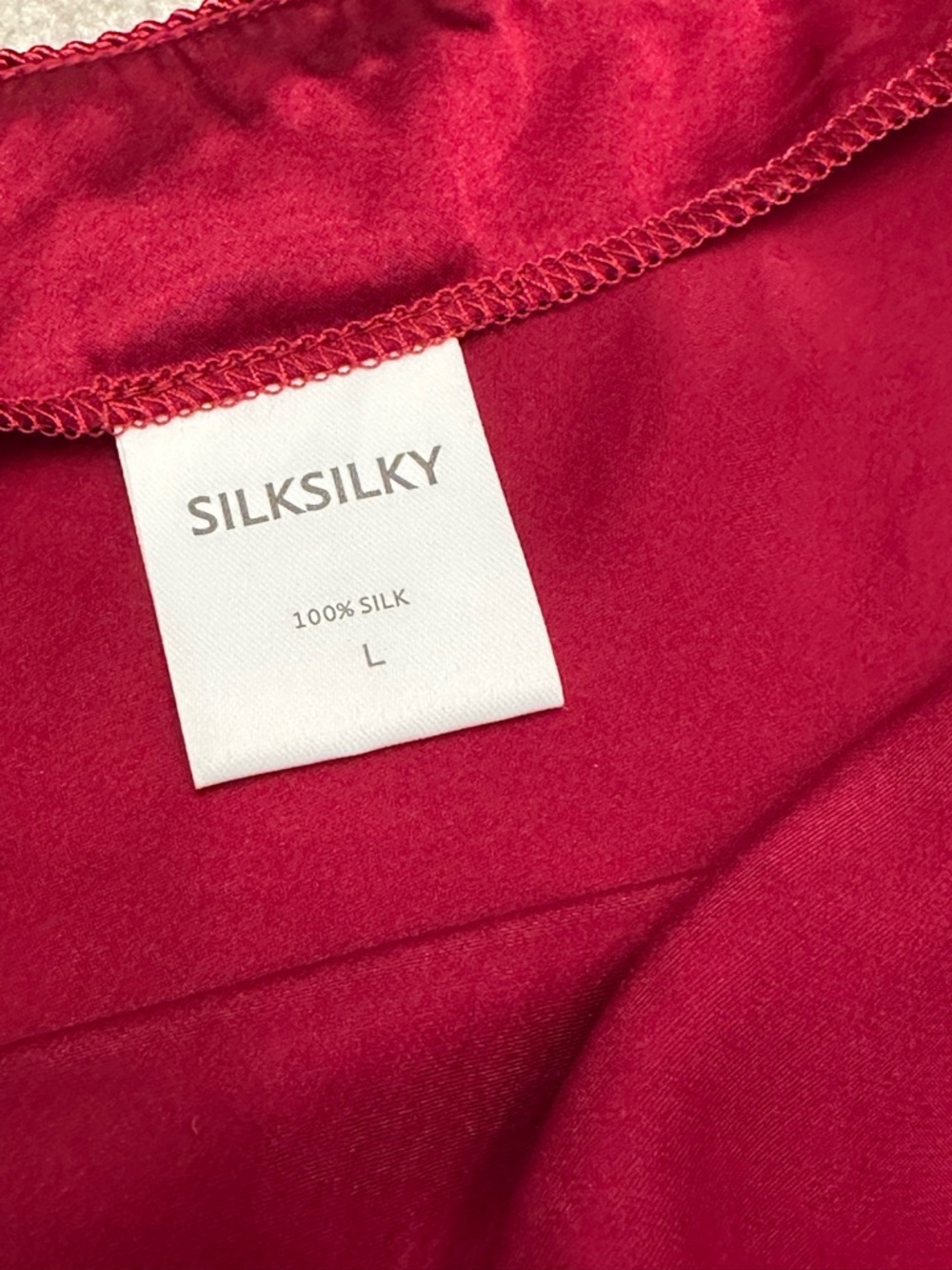 SilkSilky 100% Silk Red Slip Dress L | Bias Cut Satin Cami Mini Nightgown - Picture 4 of 8